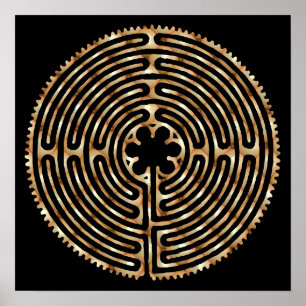 Chartres Labyrinth Pearl Dark Paths Print