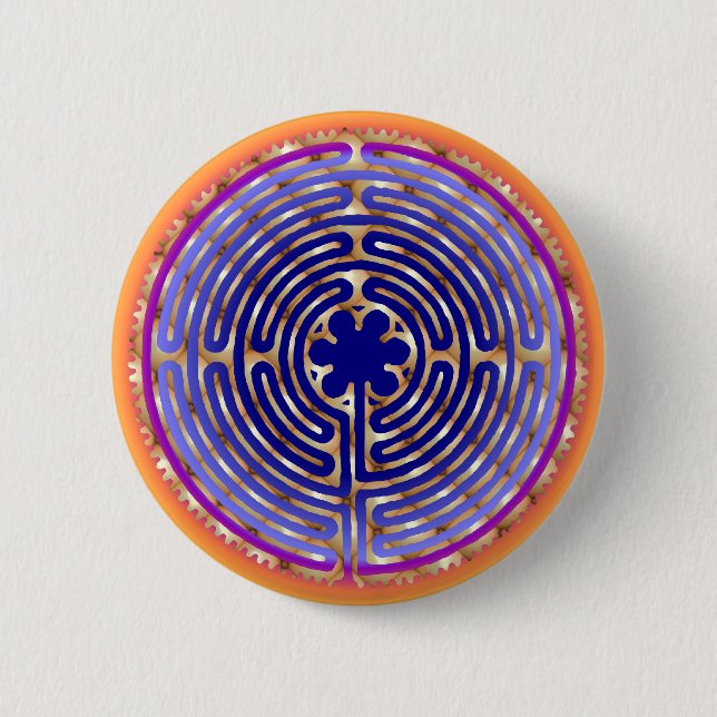 Chartres Labyrinth Pearl Light Paths Button (Front)