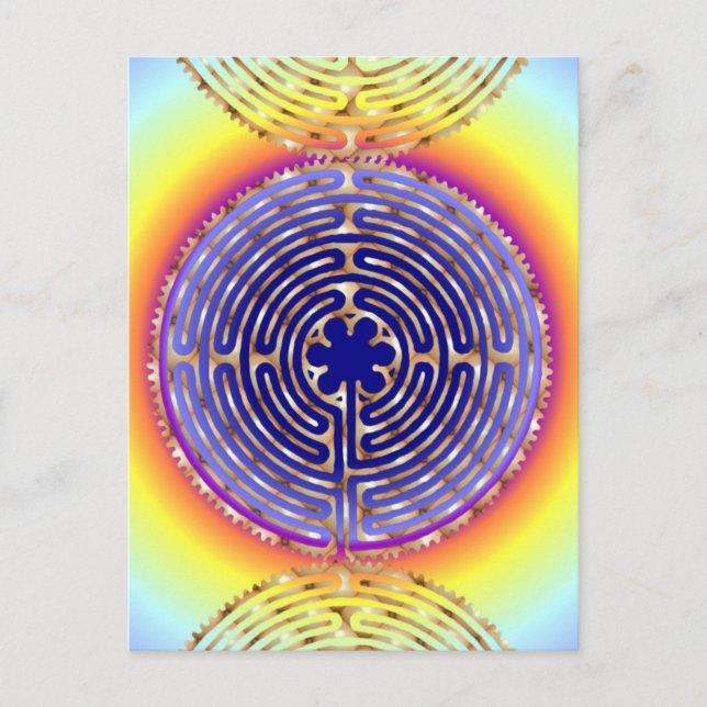Chartres Labyrinth Pearl Light Paths Postcard (Front)