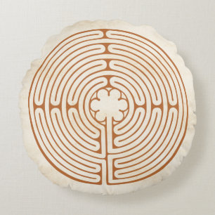 Chartres Labyrinth Round Cushion