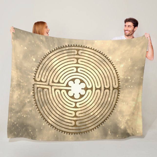 Chartres Labyrinth - Spiritual Symbol Antique 1 Fleece Blanket (In Situ)