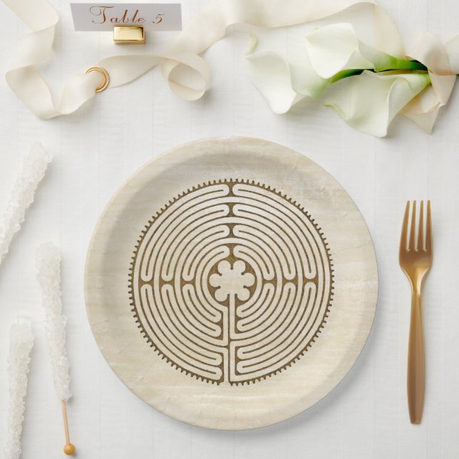 Chartres Labyrinth - Spiritual Symbol Antique 1 Paper Plate (Wedding)