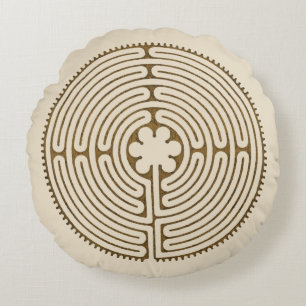 Chartres Labyrinth - Spiritual Symbol Antique 1 Round Cushion