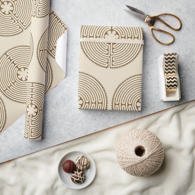 Chartres Labyrinth - Spiritual Symbol Antique 1 Wrapping Paper (Crafts)