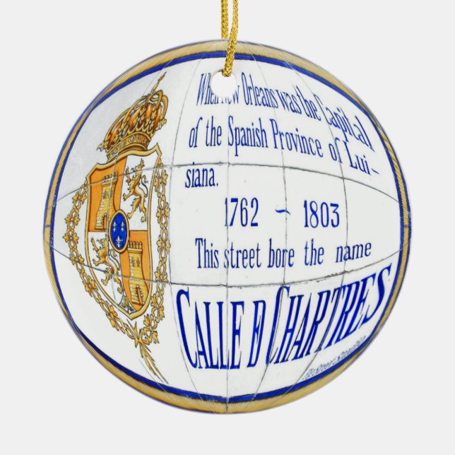 Chartres Tile Round Ceramic Tree Decoration (Front)