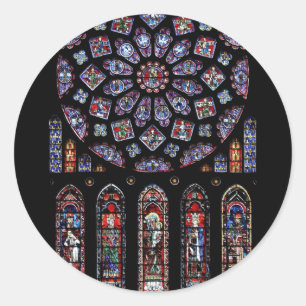 CHARTRES VI STAINED GLASS CLASSIC ROUND STICKER