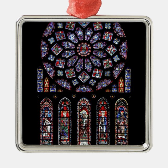CHARTRES VI STAINED GLASS METAL TREE DECORATION (Front)