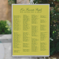 Chartreuse Alphabetical Wedding Seating Chart