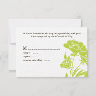 Chartreuse and Brown Floral Wedding Response Card
