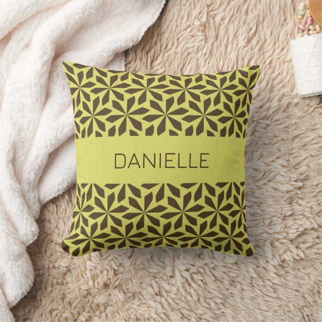 chartreuse and chocolat pattern cushion (Blanket)