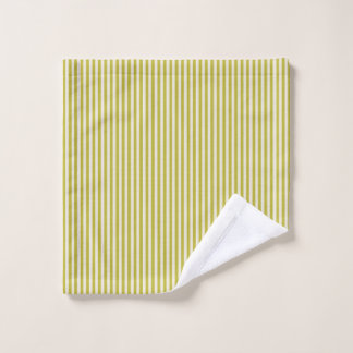 Chartreuse and Cream Simple Striped Pattern Wash Cloth