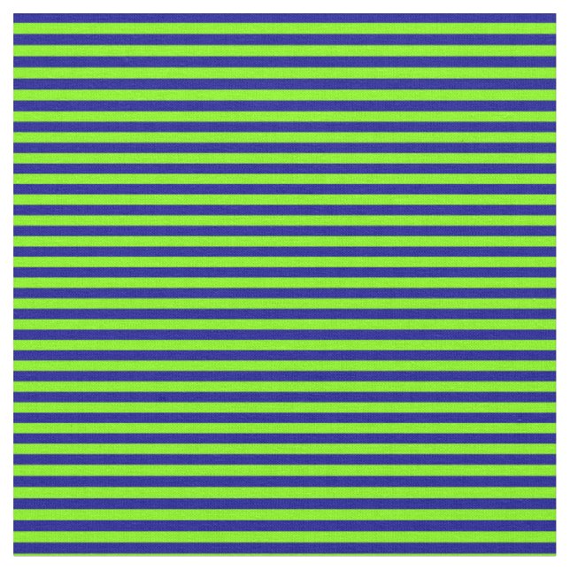 Chartreuse and Dark Blue Coloured Stripes Fabric (Close Up)