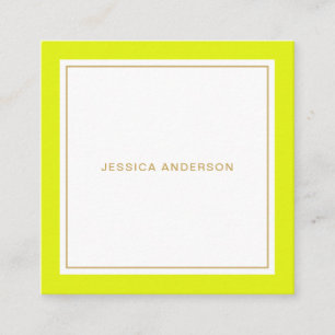 Chartreuse And Gold Elegant Feminine Square Business Card