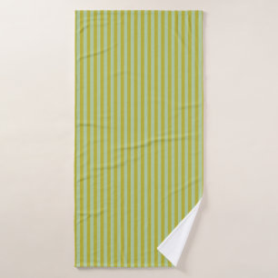 Chartreuse and Pistachio Green Retro Colour Stripe Bath Towel Set