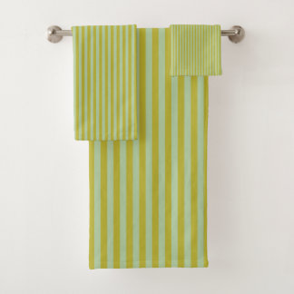 Chartreuse and Pistachio Green Stripes  Bath Towel Set