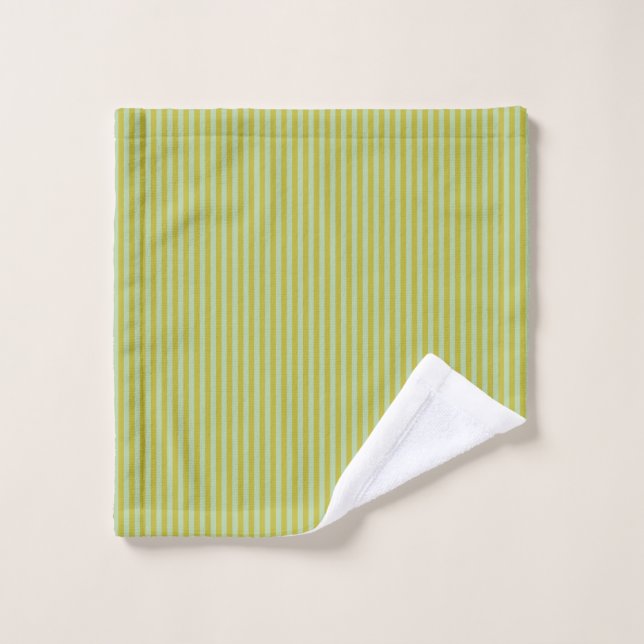 Chartreuse and Pistachio Green Stripes  Wash Cloth (Wash Cloth)