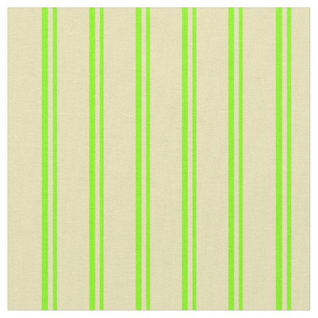 Chartreuse and Tan Coloured Lined Pattern Fabric (Close Up)