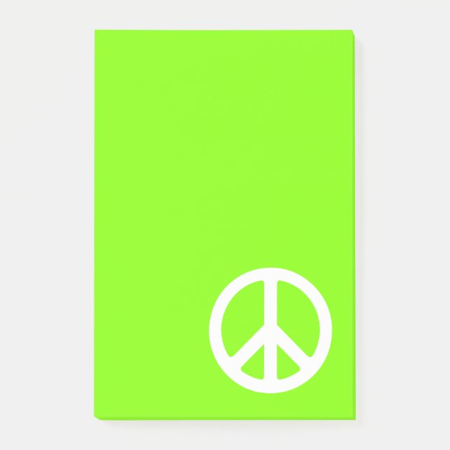 Chartreuse and White Peace Symbol Post-it Notes (Front)