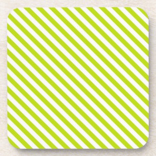 Chartreuse and White Stripes Coaster