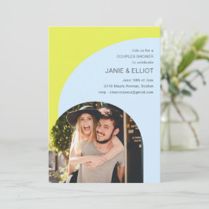 Chartreuse Blue Arch Photo Couples Shower Party Invitation