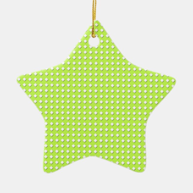Chartreuse Bright Lime Green Pattern - Diamonds Ceramic Ornament (Front)