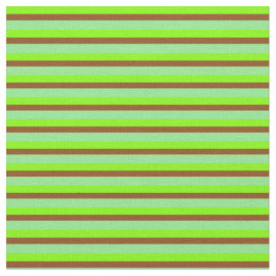 Chartreuse, Brown, and Light Green Stripes Fabric