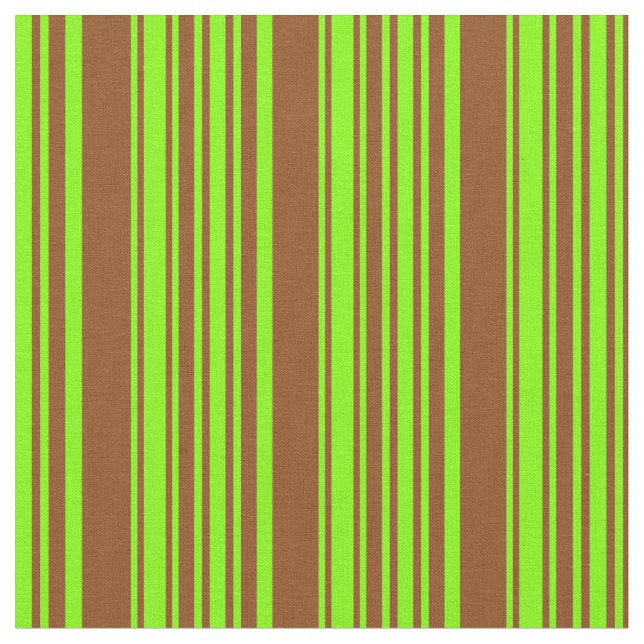 Chartreuse & Brown Coloured Lined/Striped Pattern Fabric (Close Up)
