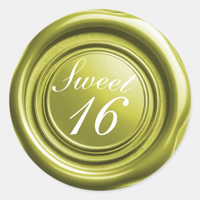 Chartreuse Candle Wax Seal Drip Sweet 16 Wedding (Front)