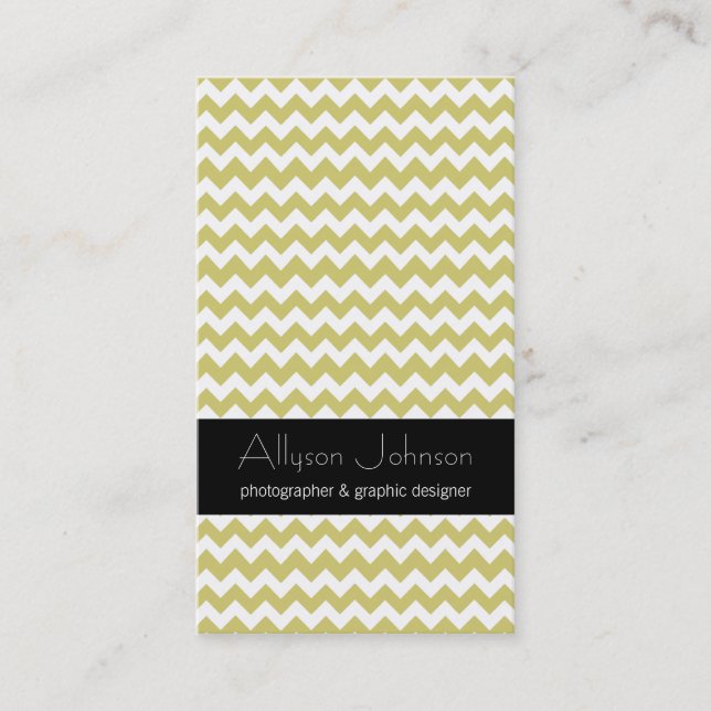 Chartreuse Chevron Design Business Cards (Front)