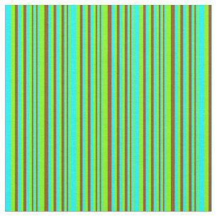 Chartreuse, Cyan & Brown Stripes Pattern Fabric