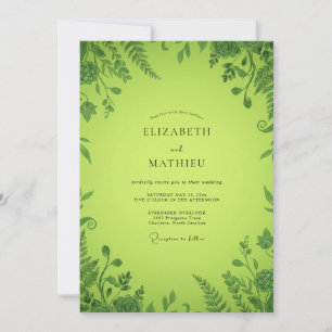 Chartreuse Fern Wedding Invitation