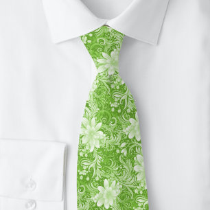 Chartreuse Floral Batik Tie