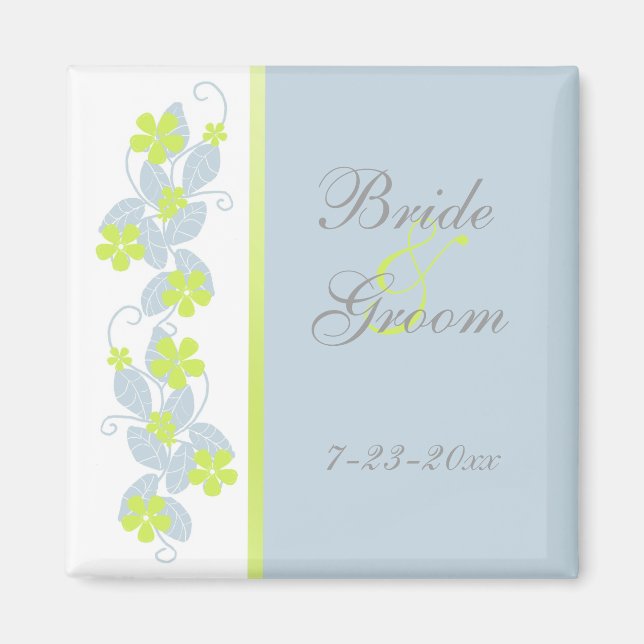 Chartreuse Flowers Save the Date Magnet (Front)