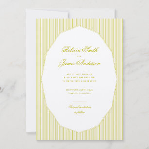 Chartreuse Formal Elegant Classic Stripes Wedding Save The Date