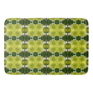 Chartreuse Green Abstract Hydrangea Blooms Pattern Bath Mat