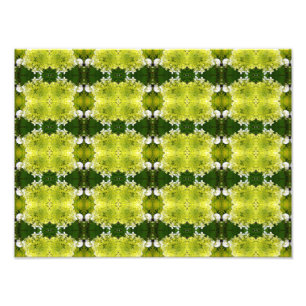 Chartreuse Green Abstract Hydrangea Blooms Pattern Photo Print