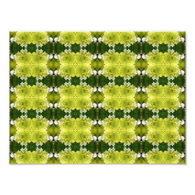 Chartreuse Green Abstract Hydrangea Blooms Pattern Photo Print (Front)