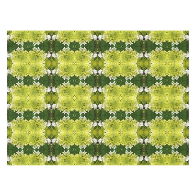 Chartreuse Green Abstract Hydrangea Blooms Pattern Tablecloth (Front (Horizontal))
