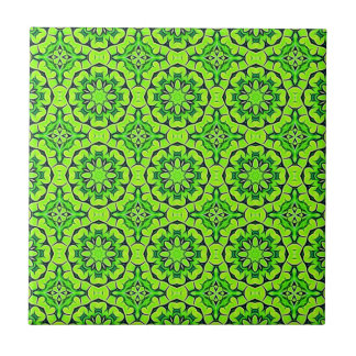 Chartreuse Green Aesthetic Clover Pattern #9 Ceramic Tile