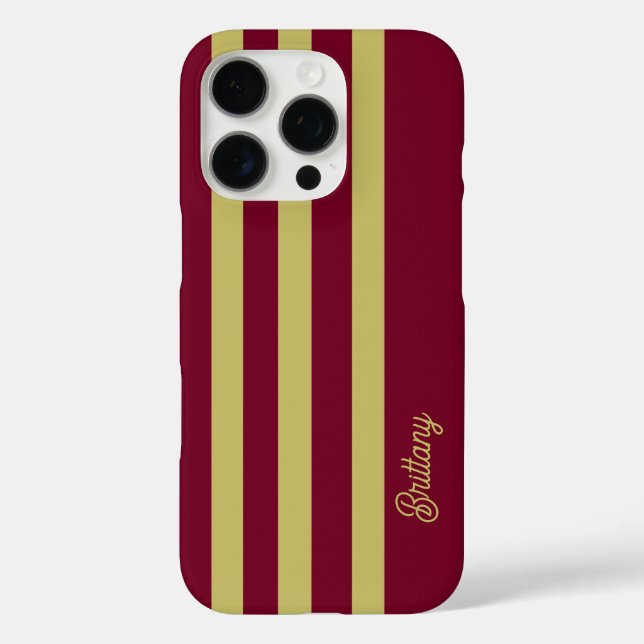 Chartreuse Green and Burgundy Stripes Pattern  Case-Mate iPhone Case (Back)