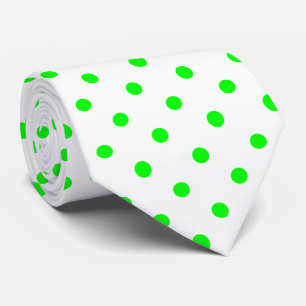 Chartreuse Green and White Polka Dot Necktie