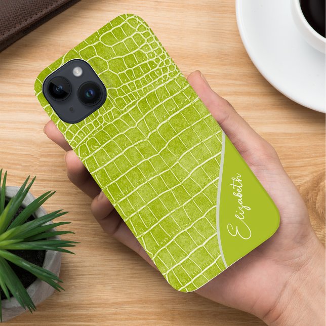 Chartreuse Green Crocodile Personalized Case-Mate iPhone Case (Creator Uploaded)