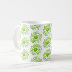 Chartreuse Green Daisy Print, Hippie Flower Print  Coffee Mug