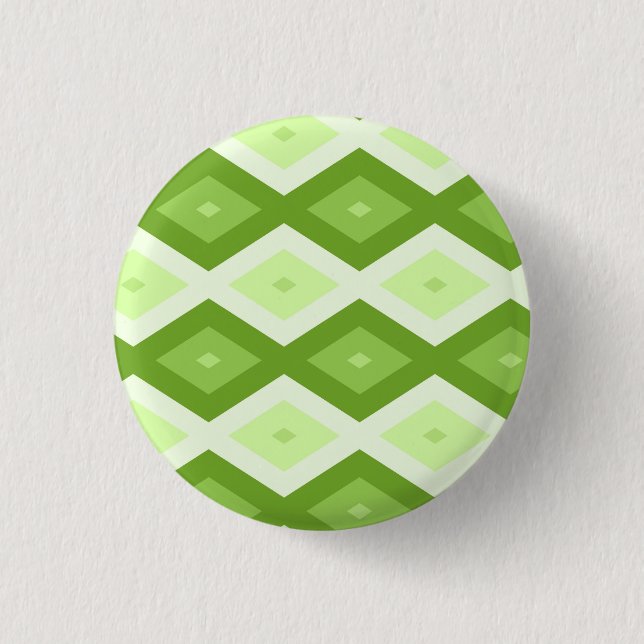 Chartreuse green diamond pattern 3 cm round badge (Front)
