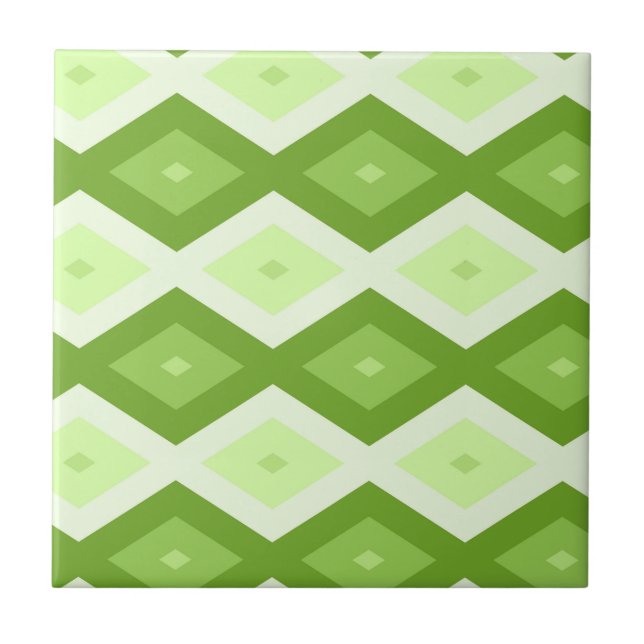 Chartreuse green diamond pattern ceramic tile (Front)