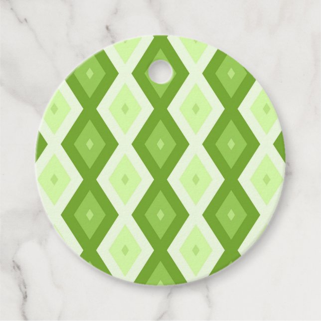 Chartreuse green diamond pattern favour tags (Front)