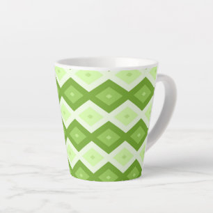 Chartreuse green diamond pattern latte mug