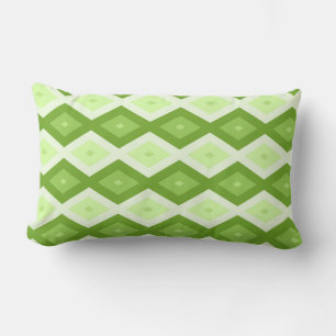 Chartreuse green diamond pattern lumbar cushion