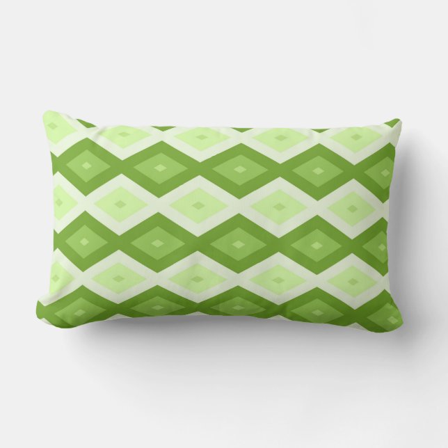 Chartreuse green diamond pattern lumbar cushion (Front)