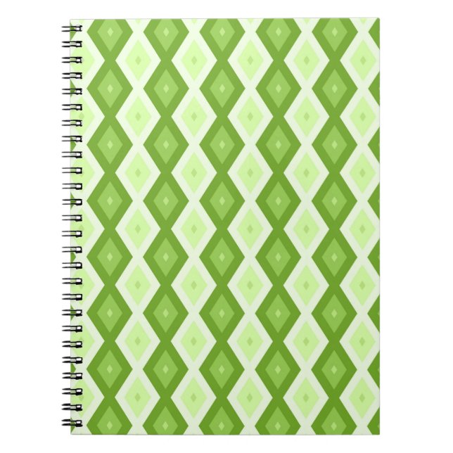 Chartreuse green diamond pattern notebook (Front)